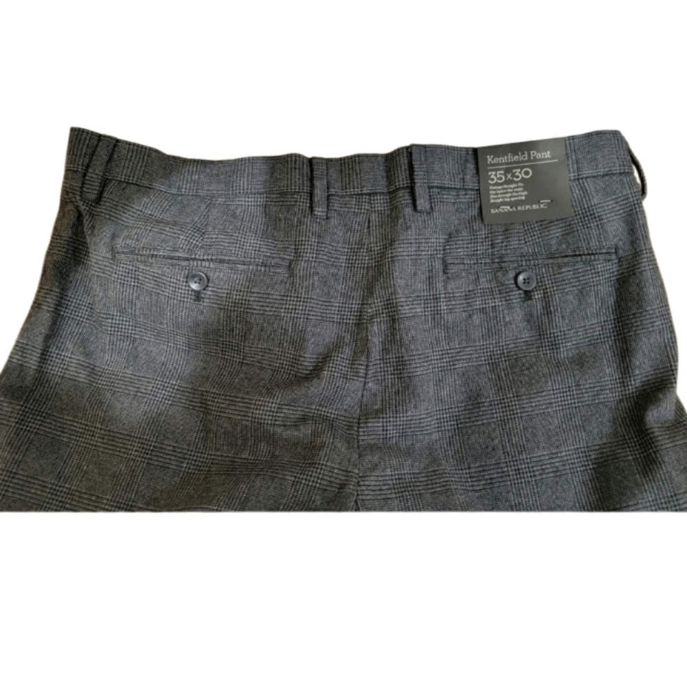Banana Republic Kentfield Men's Straight Fit Dark Gray Plaid Pants Sz 35x30 - Picture 6 of 12